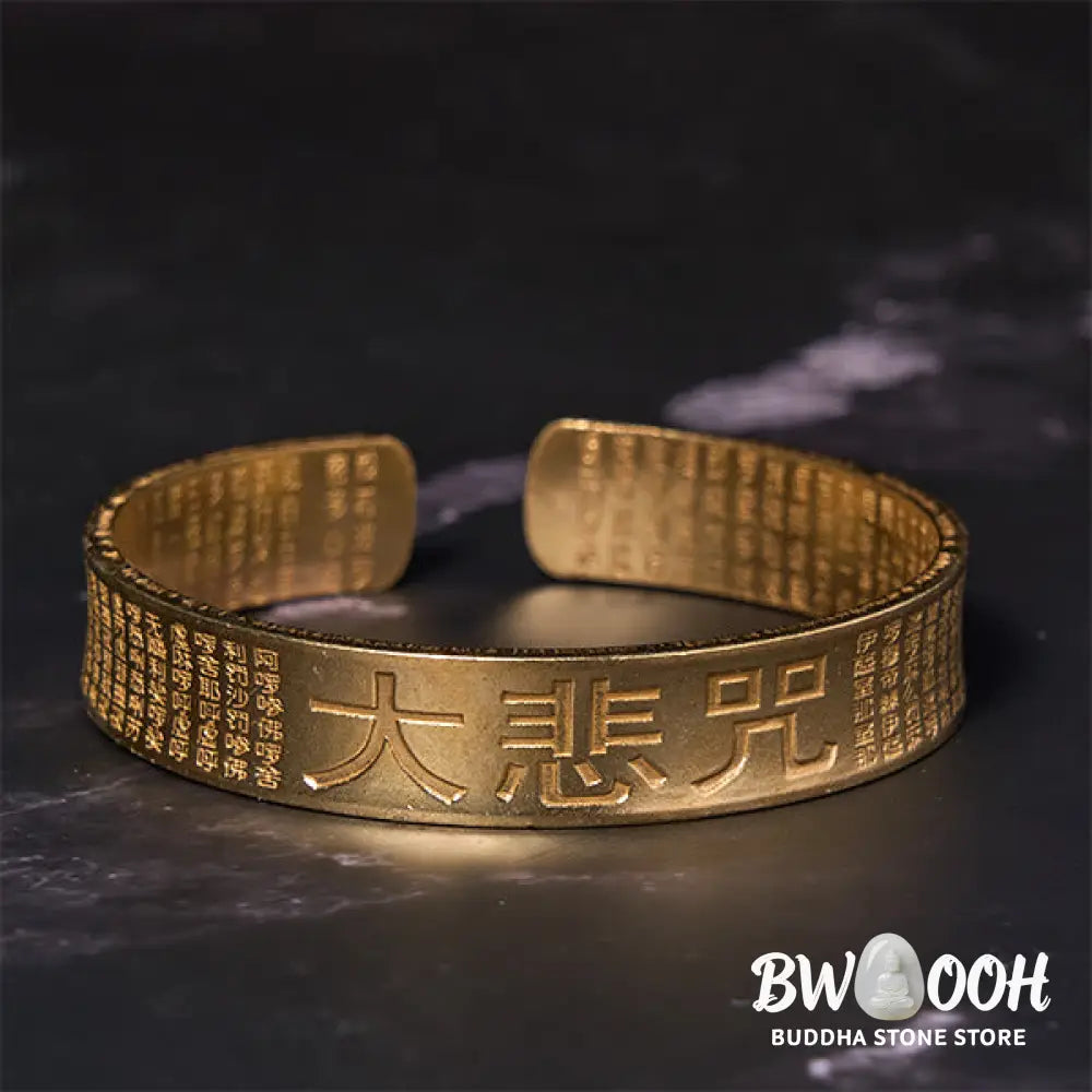 Buddha Stones Great Compassion Mantra Copper Brass Luck Power Bracelet Bangle - BWOOOH - Bracelet Bangle