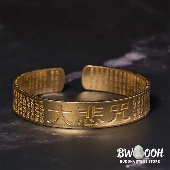 Buddha Stones Great Compassion Mantra Copper Brass Luck Power Bracelet Bangle - BWOOOH - Bracelet Bangle