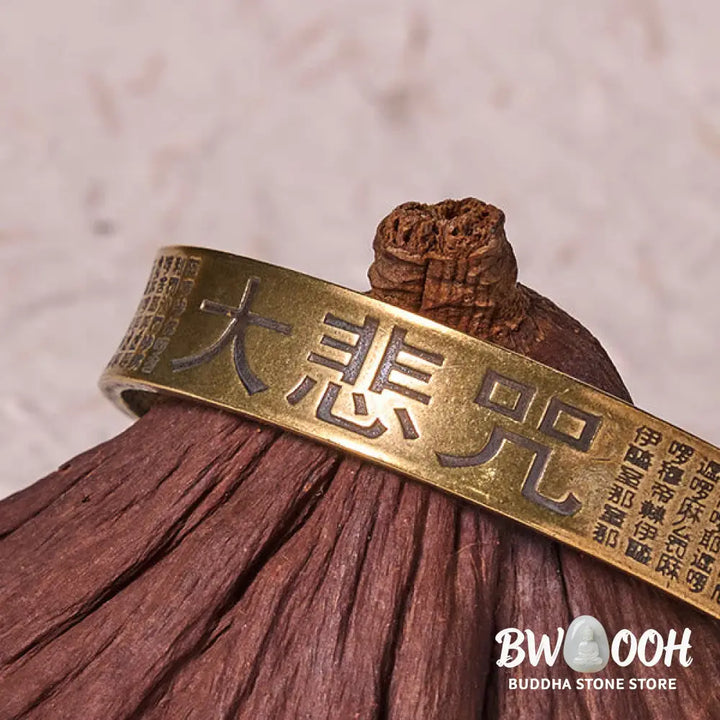 Buddha Stones Great Compassion Mantra Copper Brass Luck Power Bracelet Bangle - BWOOOH - Bracelet Bangle