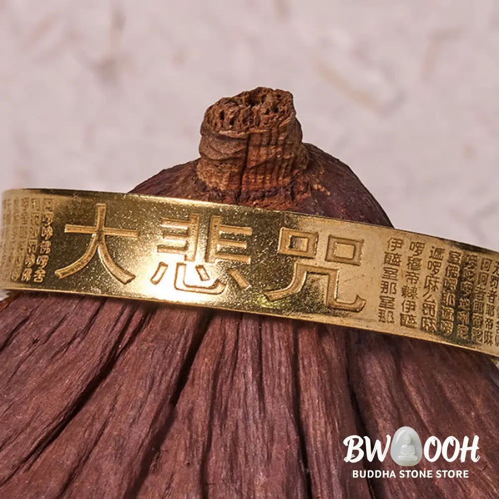Buddha Stones Great Compassion Mantra Copper Brass Luck Power Bracelet Bangle - BWOOOH - Bracelet Bangle