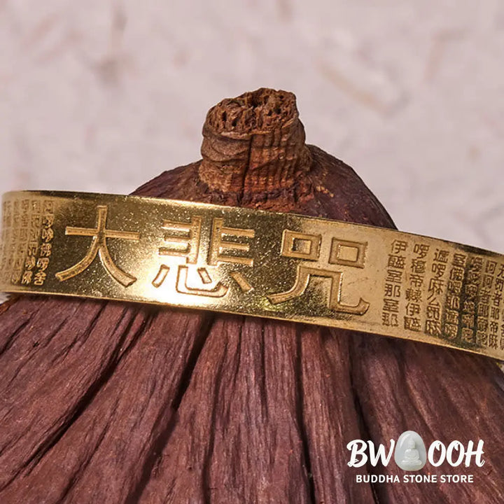 Buddha Stones Great Compassion Mantra Copper Brass Luck Power Bracelet Bangle - BWOOOH - Bracelet Bangle