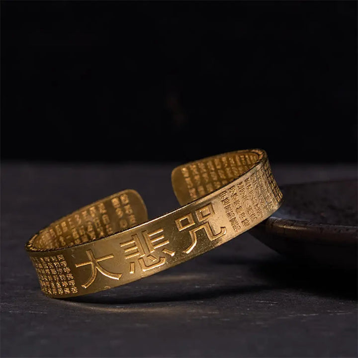 Buddha Stones Great Compassion Mantra Copper Brass Luck Power Bracelet Bangle - BWOOOH - Polished(Wrist Circumference: