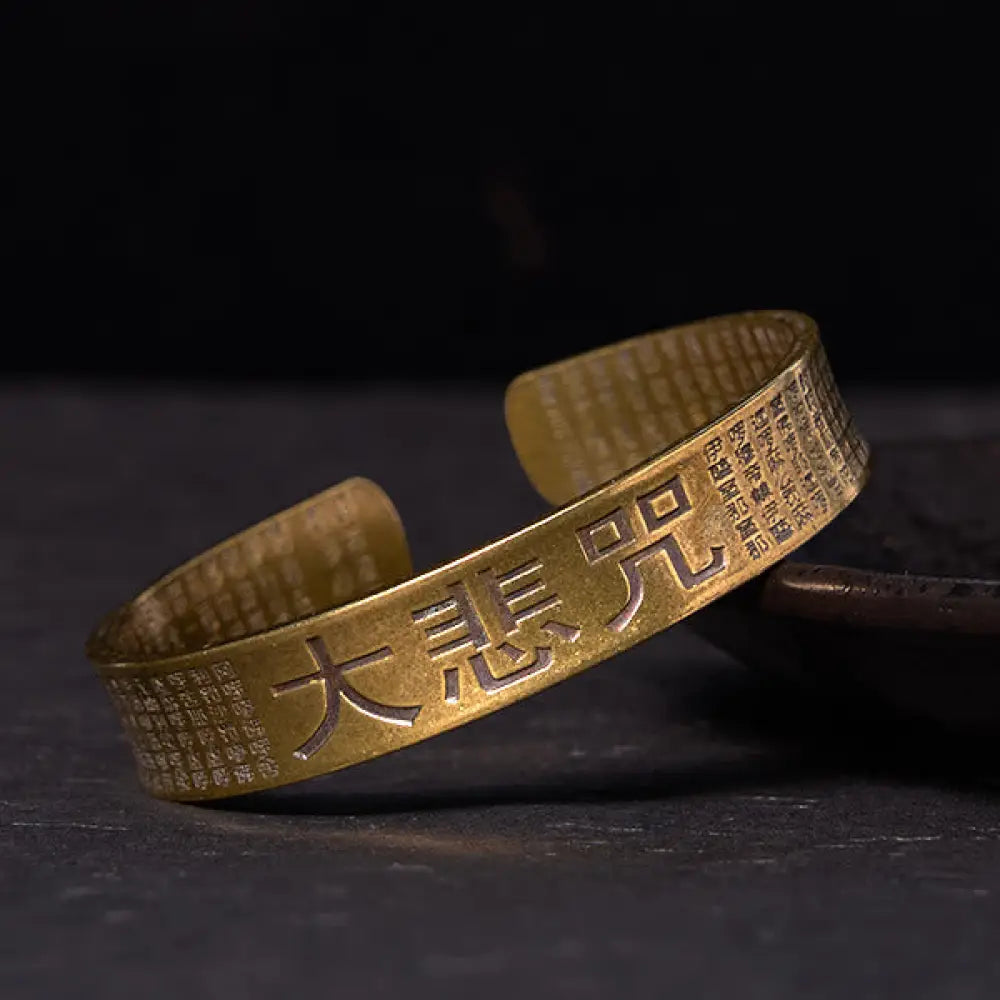 BWOOOH Great Compassion Mantra Copper Brass Luck Power Bracelet Bangle - BWOOOH - Vintage(Wrist Circumference: