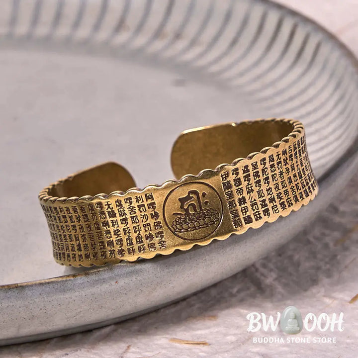 Buddha Stones Great Compassion Mantra Copper Brass Luck Self Care Bracelet Bangle - BWOOOH - Bracelet Bangle