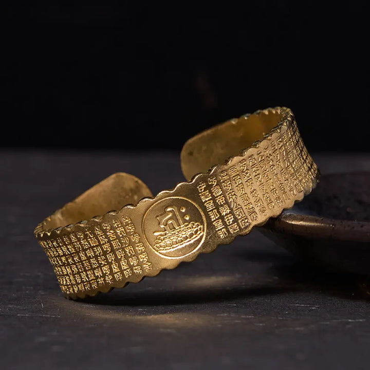 Buddha Stones Great Compassion Mantra Copper Brass Luck Self Care Bracelet Bangle - BWOOOH - Polished(Wrist