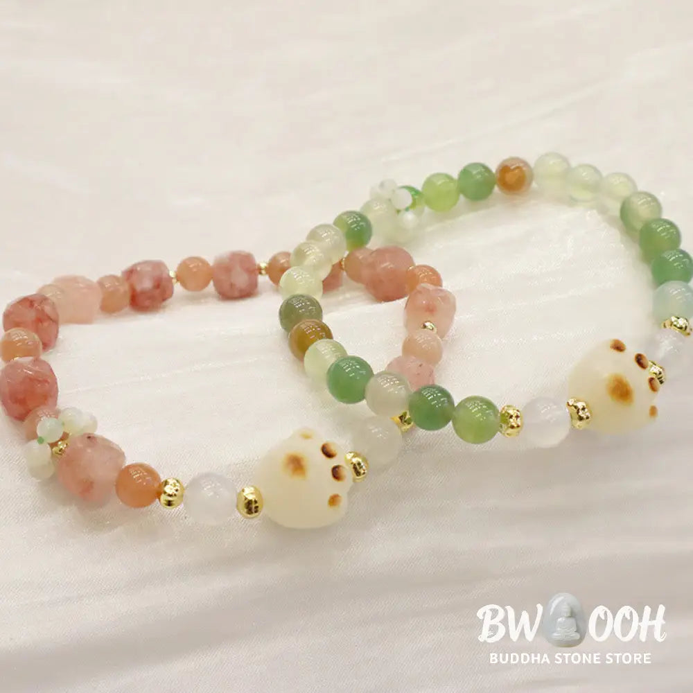 Buddha Stones Green Agate Sun Stone Cat’s Eye Bodhi Seed Cat Paw Support Bracelet - BWOOOH - Bracelet
