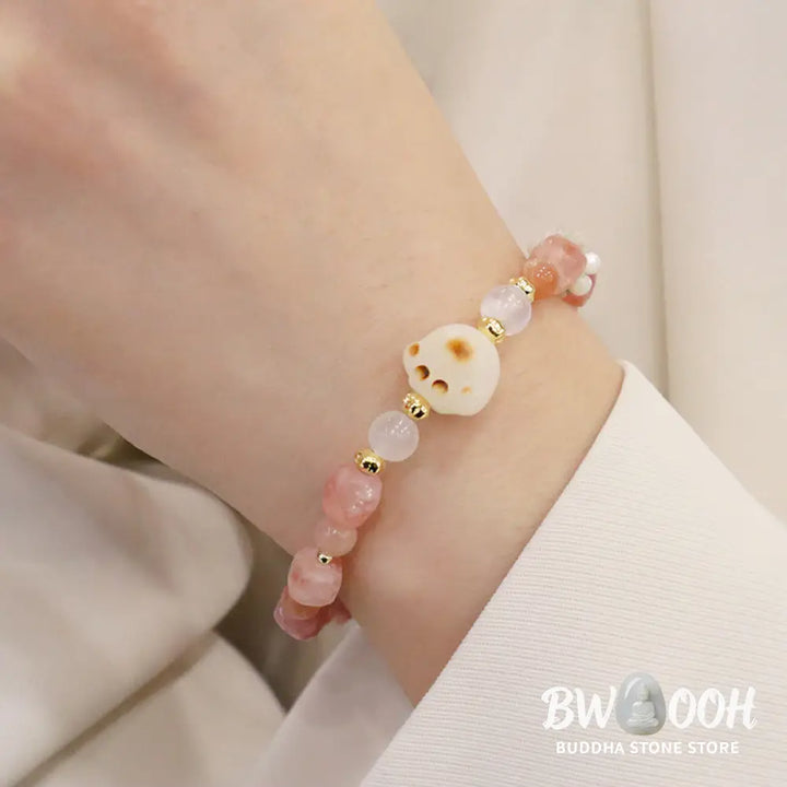 Buddha Stones Green Agate Sun Stone Cat’s Eye Bodhi Seed Cat Paw Support Bracelet - BWOOOH - Bracelet