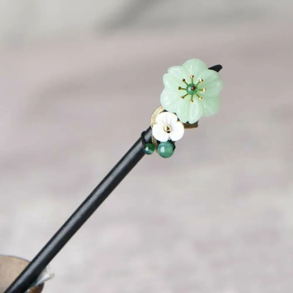 BWOOOH Green Aventurine Flower Agate Positivity Hairpin D