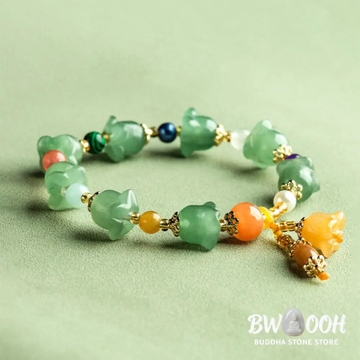 Buddha Stones Green Aventurine Magnolia Flower Luck Bracelet - BWOOOH - Green Aventurine(Luck♥Positivity)(Wrist