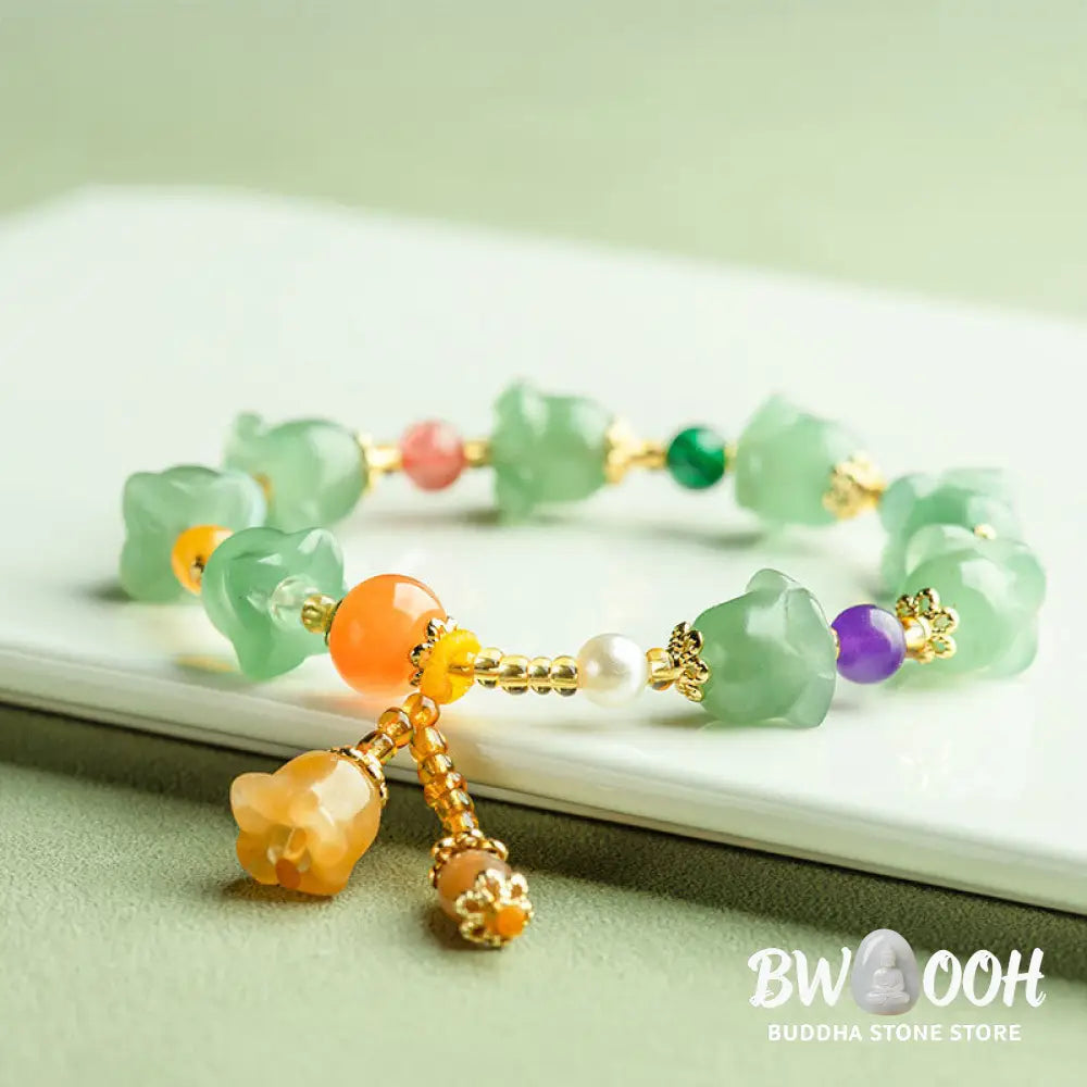 Buddha Stones Green Aventurine Magnolia Flower Luck Bracelet - BWOOOH - Green Aventurine(Luck♥Positivity)(Wrist