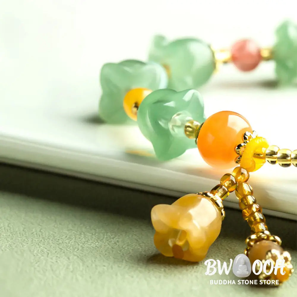 Buddha Stones Green Aventurine Magnolia Flower Luck Bracelet - BWOOOH - Green Aventurine(Luck♥Positivity)(Wrist