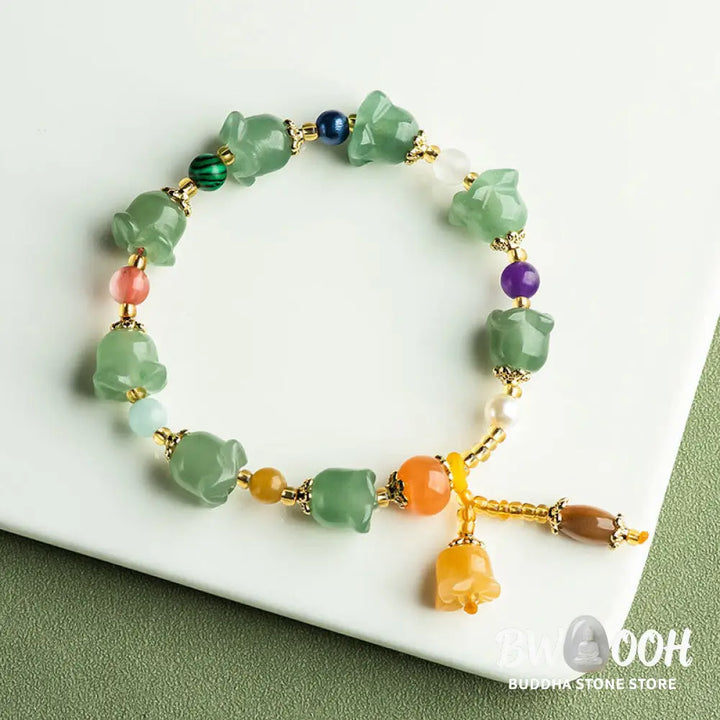 Buddha Stones Green Aventurine Magnolia Flower Luck Bracelet - BWOOOH - Green Aventurine(Luck♥Positivity)(Wrist