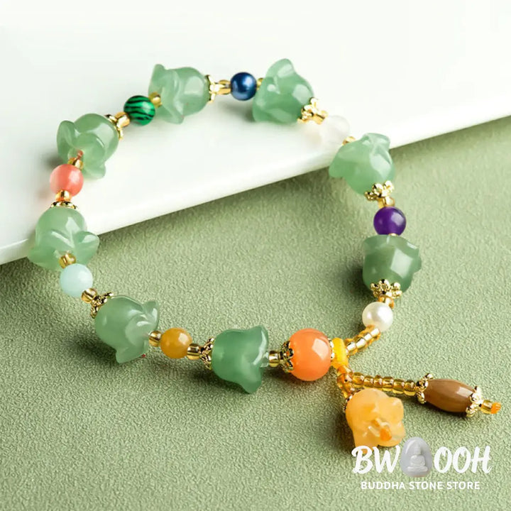 Buddha Stones Green Aventurine Magnolia Flower Luck Bracelet - BWOOOH - Green Aventurine(Luck♥Positivity)(Wrist