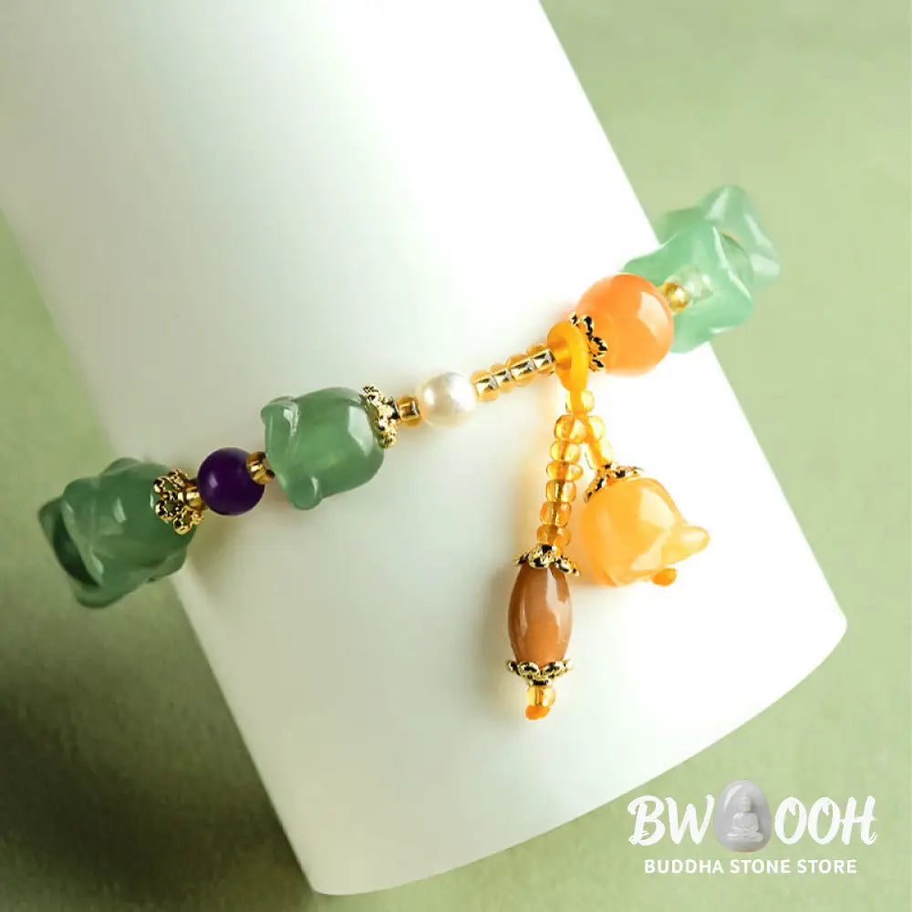Buddha Stones Green Aventurine Magnolia Flower Luck Bracelet - BWOOOH - Green Aventurine(Luck♥Positivity)(Wrist