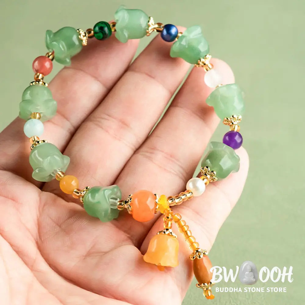 Buddha Stones Green Aventurine Magnolia Flower Luck Bracelet - BWOOOH - Green Aventurine(Luck♥Positivity)(Wrist