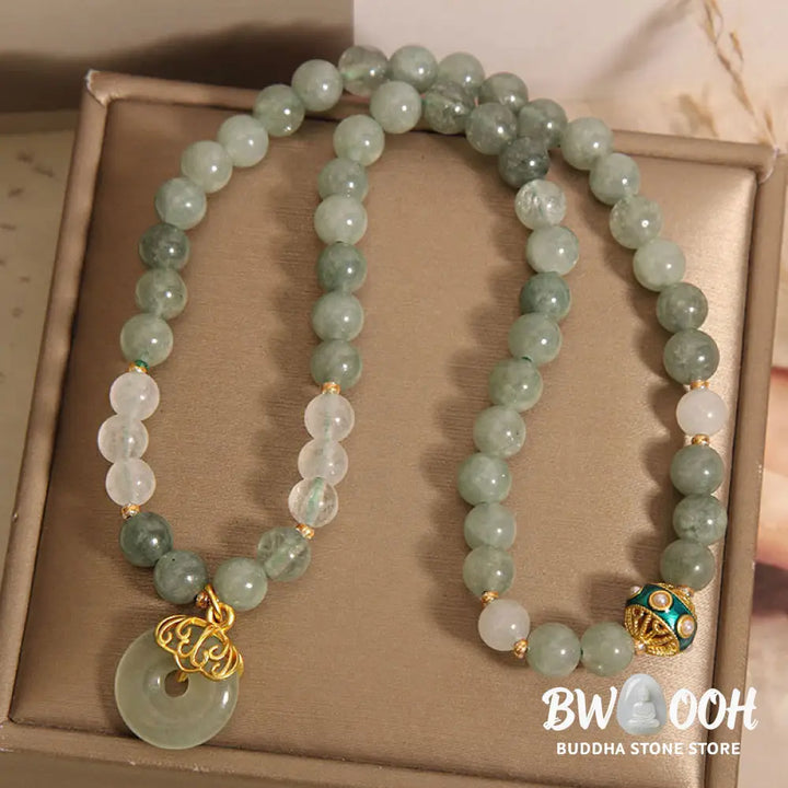 Buddha Stones Green Aventurine Peace Buckle Charm Luck Double Wrap Bracelet - BWOOOH - Green Aventurine(Wrist