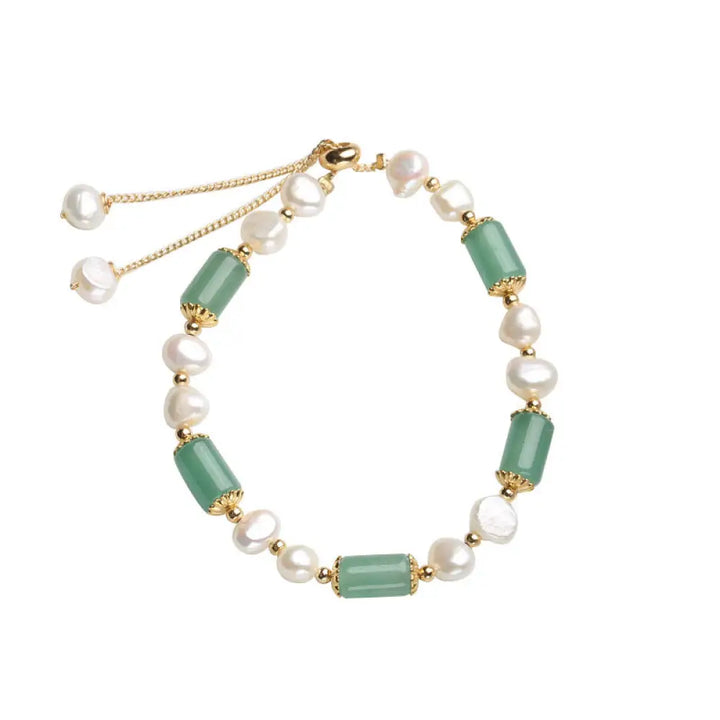 Buddha Stones Green Aventurine Pearl Pink Crystal Bead Luck Bracelet - Bracelet