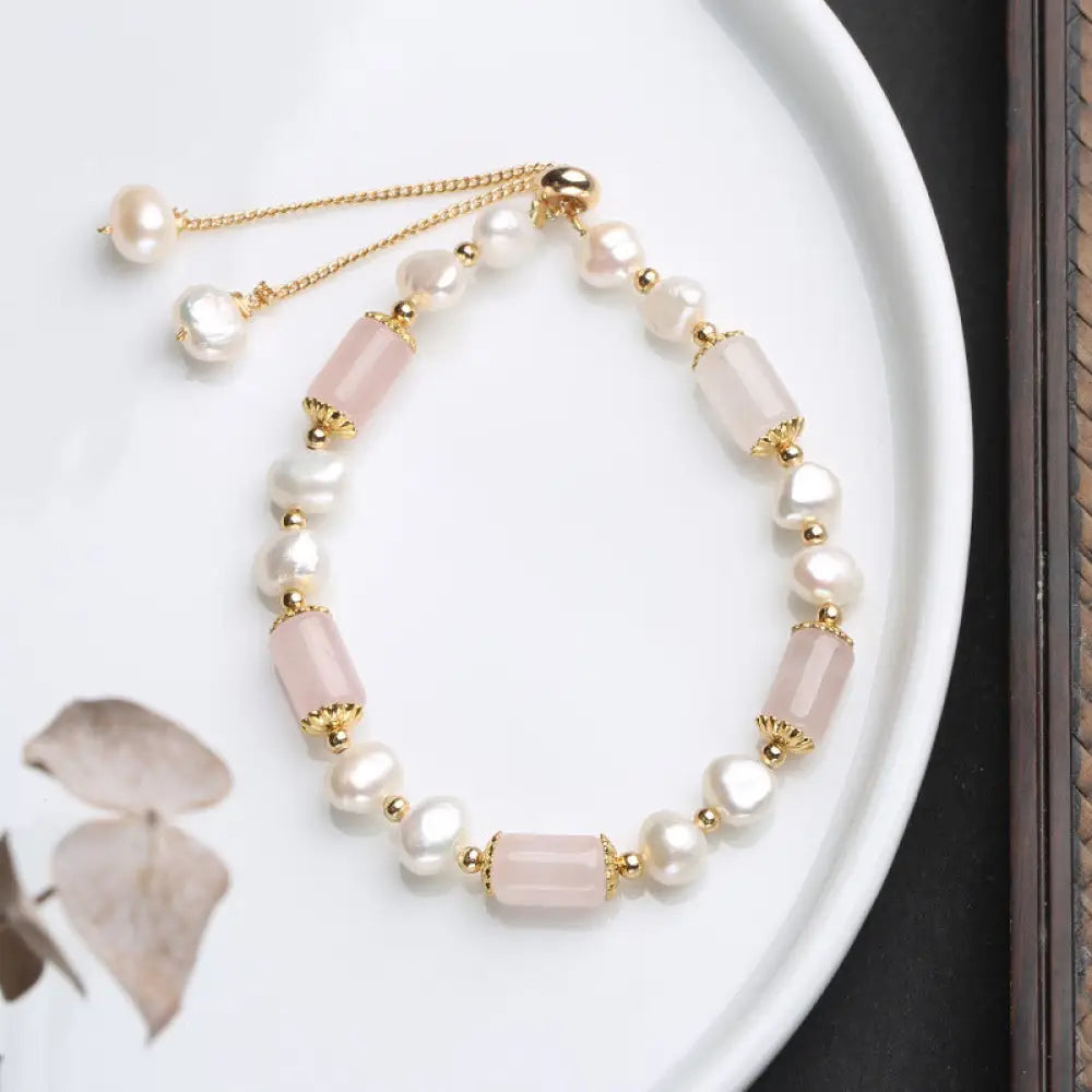 Buddha Stones Green Aventurine Pearl Pink Crystal Bead Luck Bracelet - Pink Crystal&amp;Pearl - Bracelet