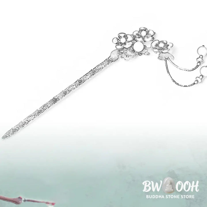 Buddha Stones Green Aventurine Red Agate Alloy Flowers Soothing Hairpin - Alloy Hairpin - Hairpin