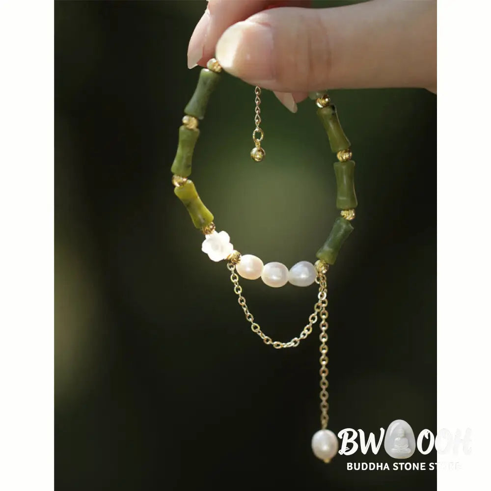 Buddha Stones Green Bamboo Jade Lily of the Valley Wealth Bracelet - BWOOOH - Bracelet