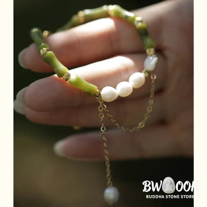 Buddha Stones Green Bamboo Jade Lily of the Valley Wealth Bracelet - BWOOOH - Bracelet