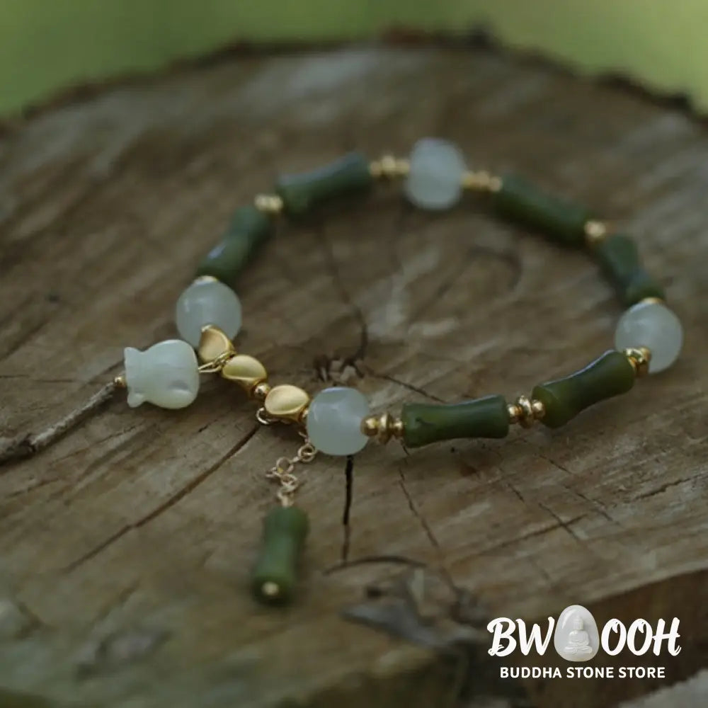 Buddha Stones Green Bamboo Jade Lily of the Valley Wealth Bracelet - BWOOOH - Bracelet