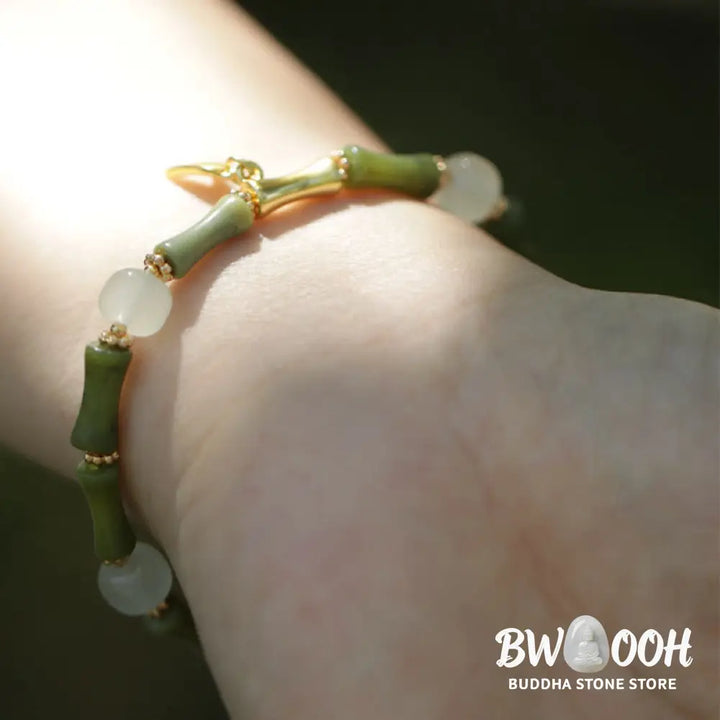 Buddha Stones Green Bamboo Jade Lily of the Valley Wealth Bracelet - BWOOOH - Bracelet
