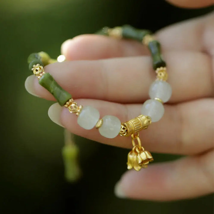 BWOOOH Green Bamboo Jade Lily of the Valley Wealth Bracelet - BWOOOH - Lily of the Valley Bamboo(Perimeter 17