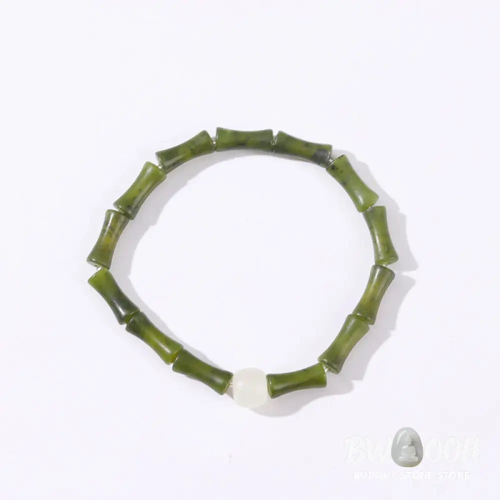 BWOOOH Green Bamboo Jade Pattern Luck Abundance Bracelet | natural stone spiritual bracelet for healing and mindful living