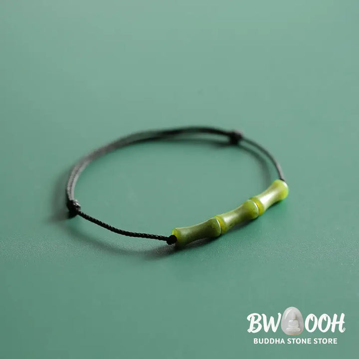 BWOOOH Green Bamboo Jade Pattern Luck Abundance Bracelet | natural stone spiritual bracelet for healing and mindful living