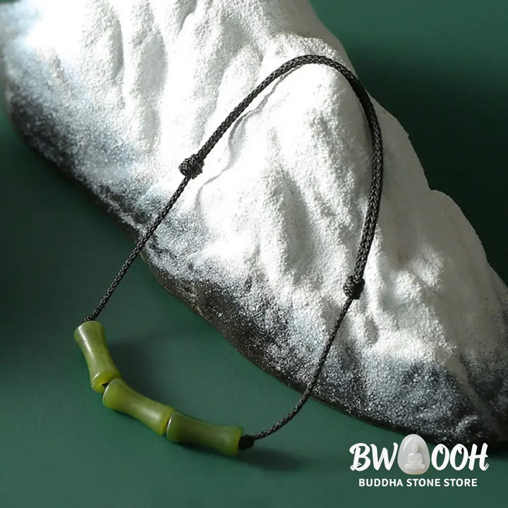 BWOOOH Green Bamboo Jade Pattern Luck Abundance Bracelet | natural stone spiritual bracelet for healing and mindful living