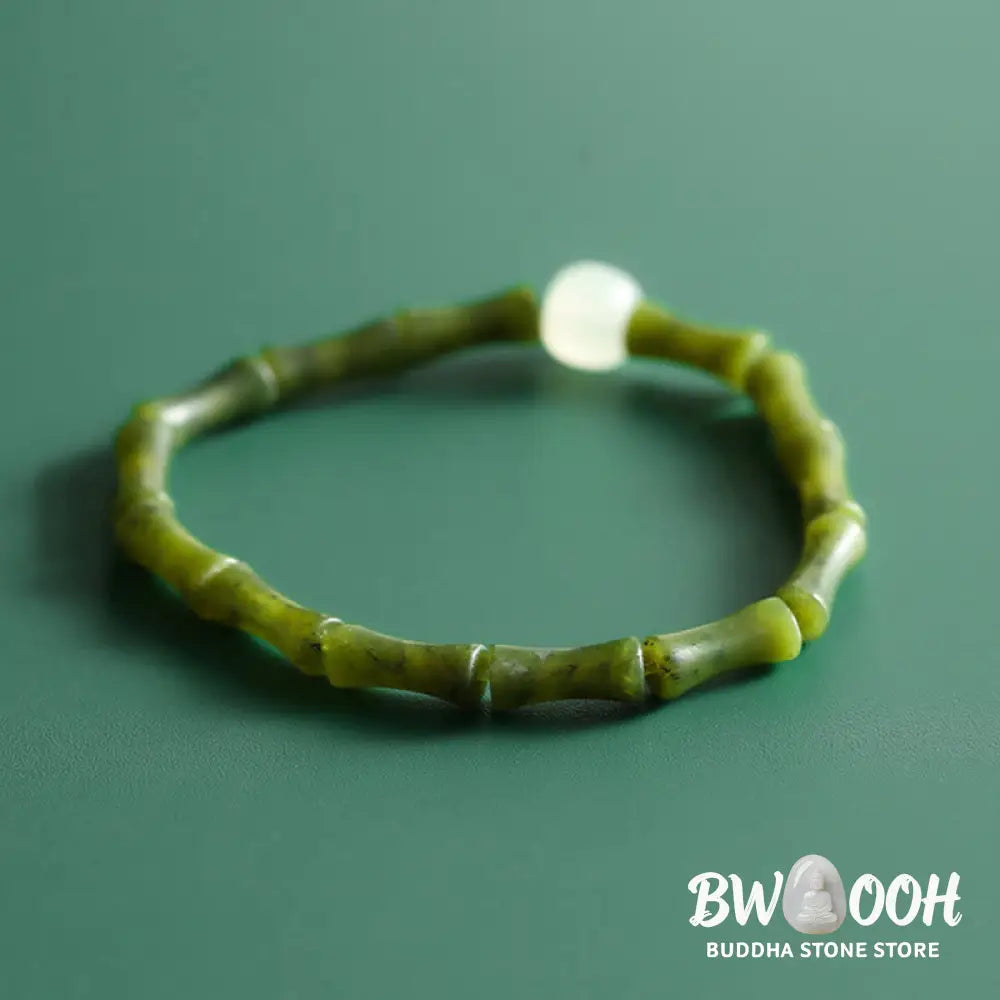 BWOOOH Green Bamboo Jade Pattern Luck Abundance Bracelet | natural stone spiritual bracelet for healing and mindful living