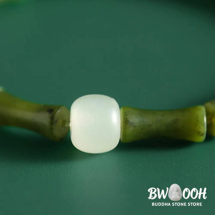 BWOOOH Green Bamboo Jade Pattern Luck Abundance Bracelet | natural stone spiritual bracelet for healing and mindful living
