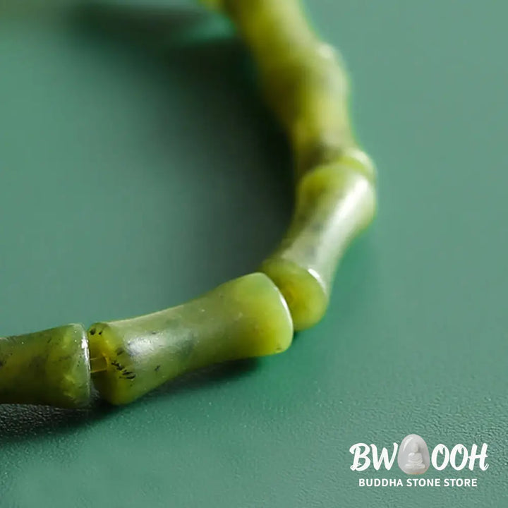 BWOOOH Green Bamboo Jade Pattern Luck Abundance Bracelet | natural stone spiritual bracelet for healing and mindful living