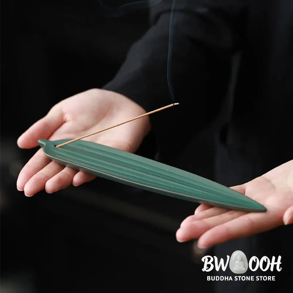 BWOOOH ceramic incense burner - Green Bamboo Leaf Healing Ceramic I