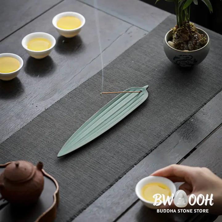 BWOOOH ceramic incense burner - Green Bamboo Leaf Healing Ceramic I