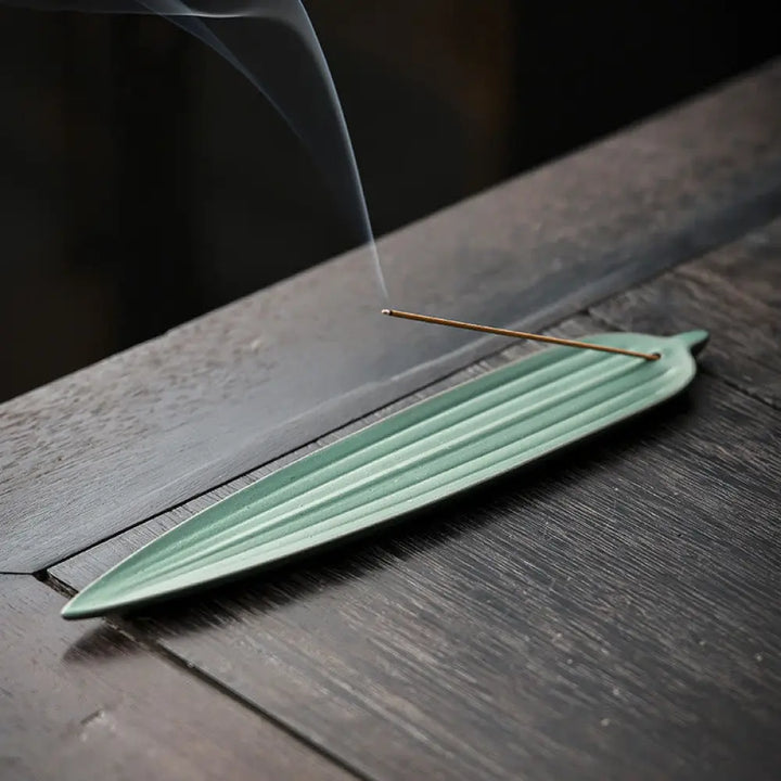 BWOOOH ceramic incense burner - Green Bamboo Leaf Healing Ceramic I