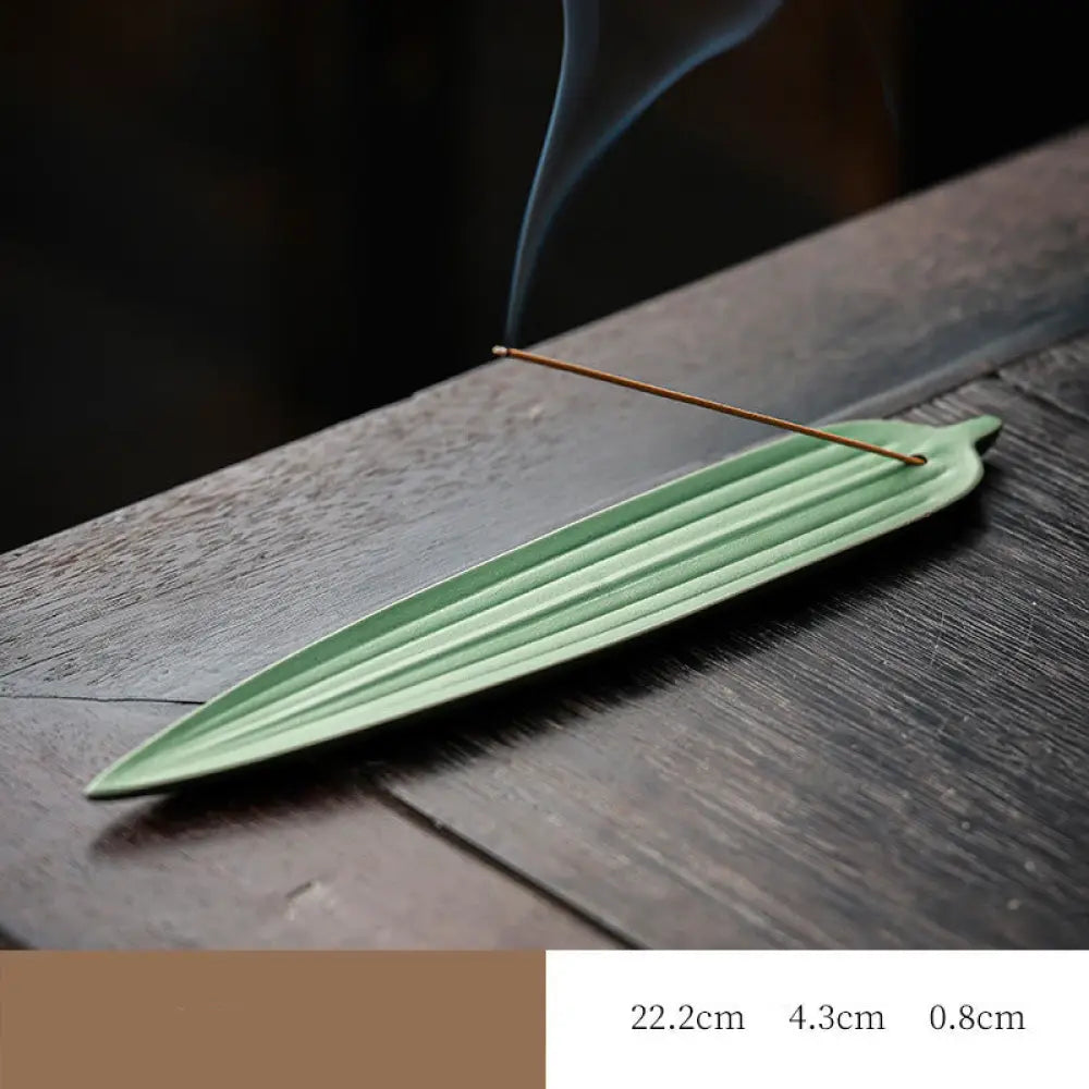 BWOOOH ceramic incense burner - Green Bamboo Leaf Healing Ceramic I