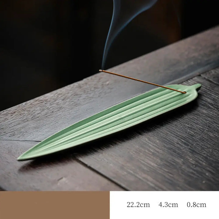 BWOOOH ceramic incense burner - Green Bamboo Leaf Healing Ceramic I
