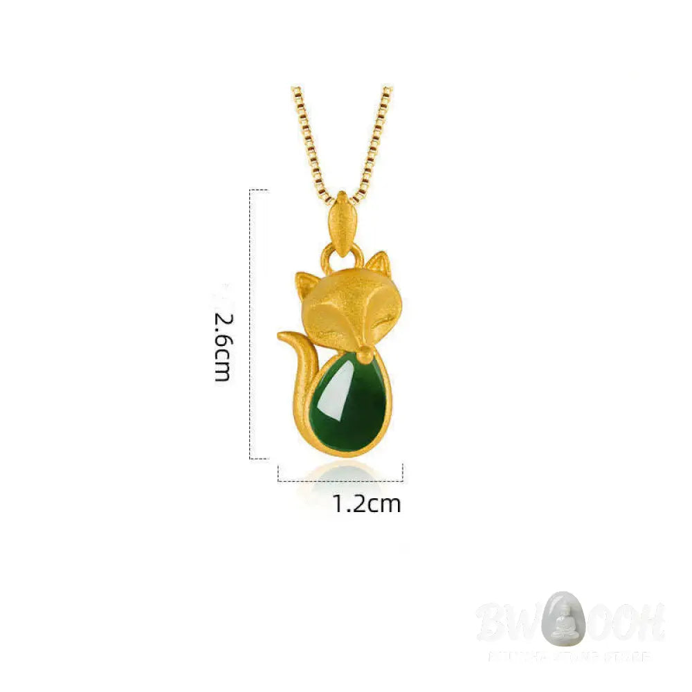 Buddha Stones Green Chalcedony Fox Pattern Courage Necklace Pendant - BWOOOH - Green Chalcedony(Strength♥Courage)
