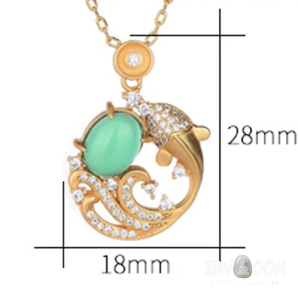 Buddha Stones Green Chalcedony Koi Fish Strength Necklace Pendant - BWOOOH - Koi Fish Green Chalcedony - Necklaces &amp;