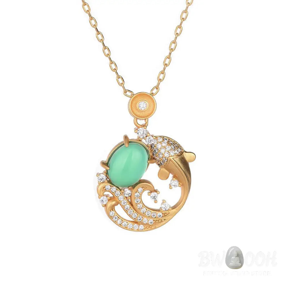 Buddha Stones Green Chalcedony Koi Fish Strength Necklace Pendant - BWOOOH - Koi Fish Green Chalcedony - Necklaces &amp;