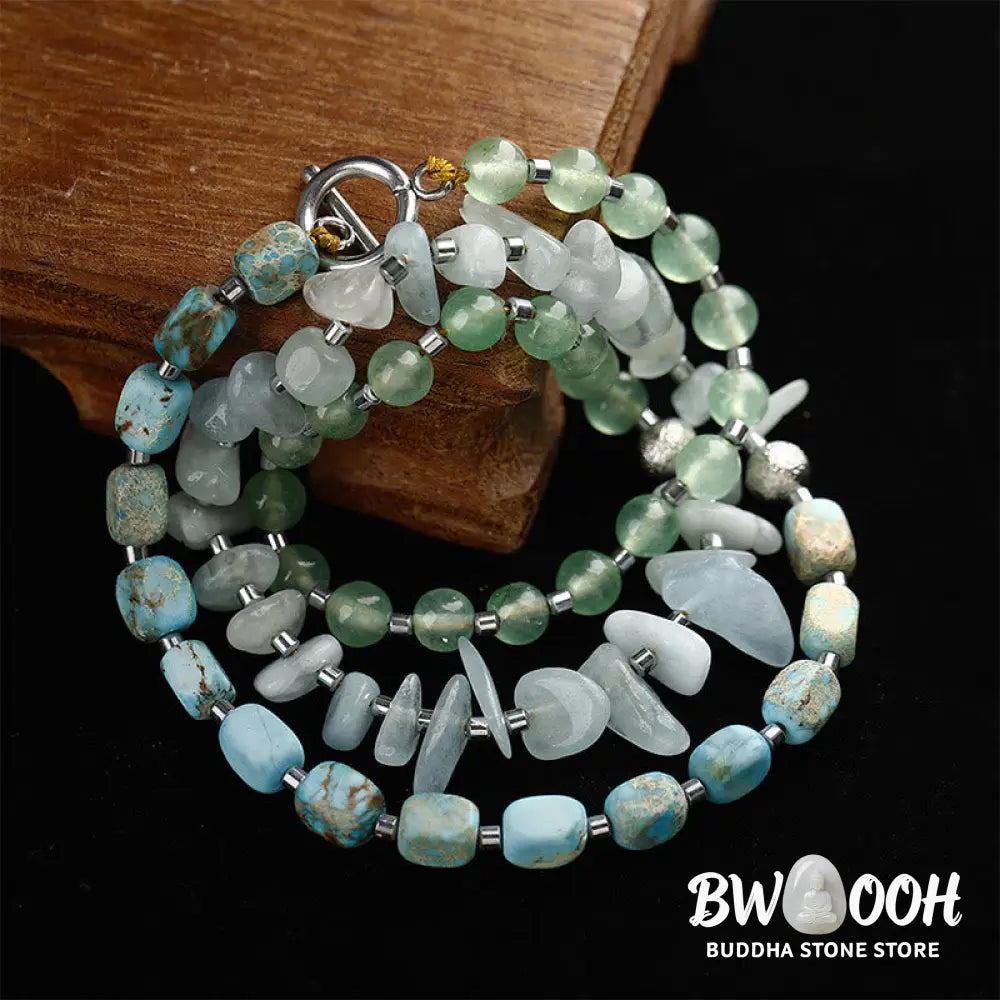 Buddha Stones Green Emperor Stone Green Aventurine Happiness Triple Wrap Bracelet - BWOOOH - Green Emperor Stone Green