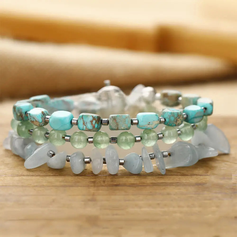 BWOOOH Green Emperor Stone Green Aventurine Happiness Triple Wrap Bracelet - BWOOOH - Green Emperor Stone Green