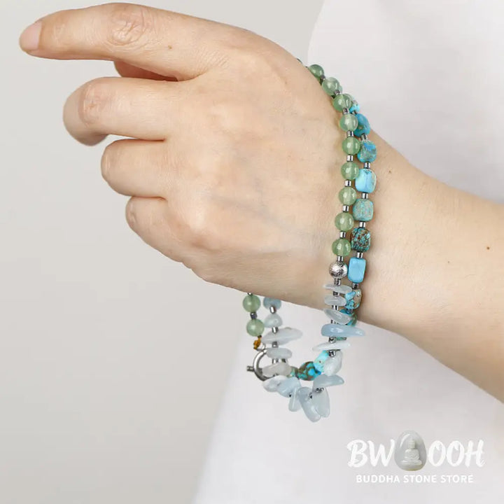 Buddha Stones Green Emperor Stone Green Aventurine Happiness Triple Wrap Bracelet - BWOOOH - Green Emperor Stone Green