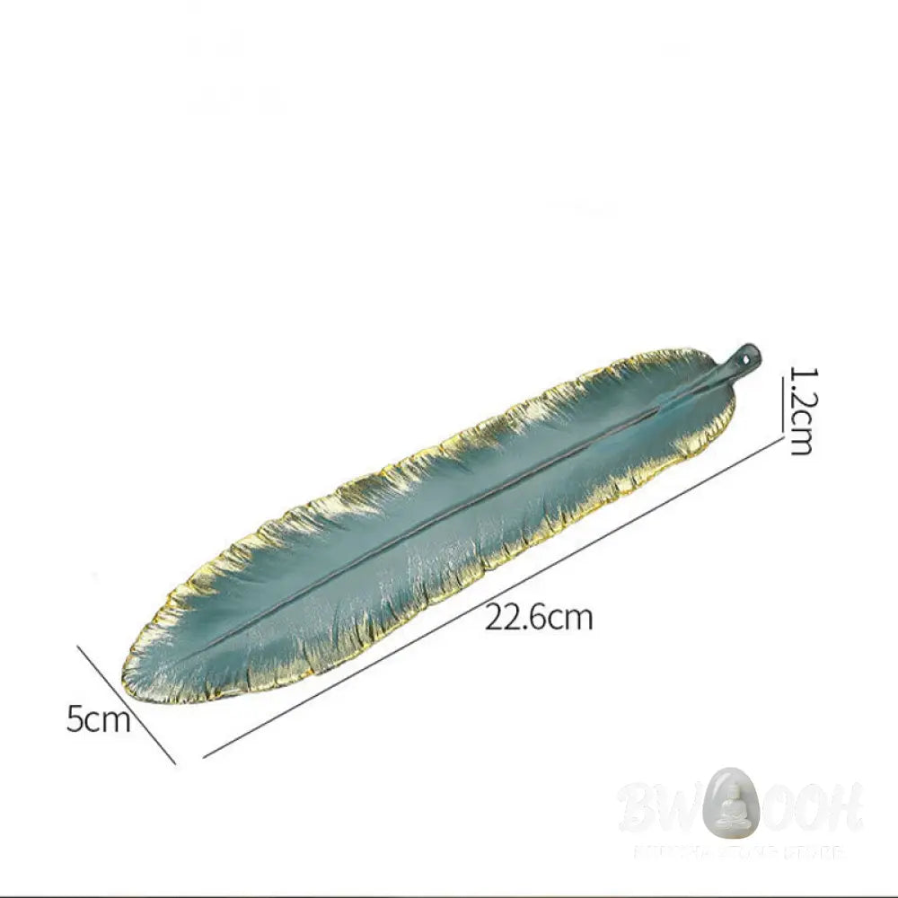 BWOOOH ceramic incense burner - Green Feather Gold Edge Healing Cer