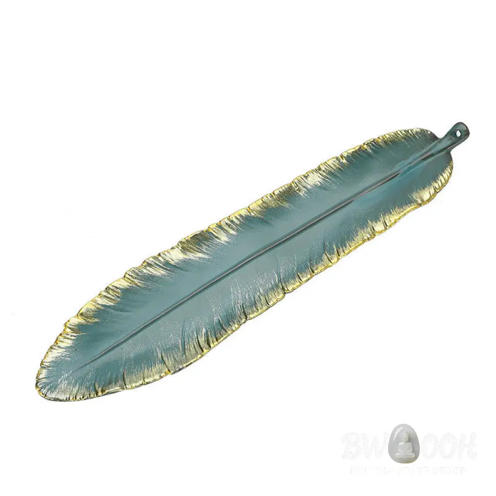 BWOOOH ceramic incense burner - Green Feather Gold Edge Healing Cer