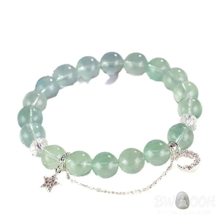 Buddha Stones Green Fluorite Beads Moon Star Peace Bracelet - BWOOOH - Bracelet