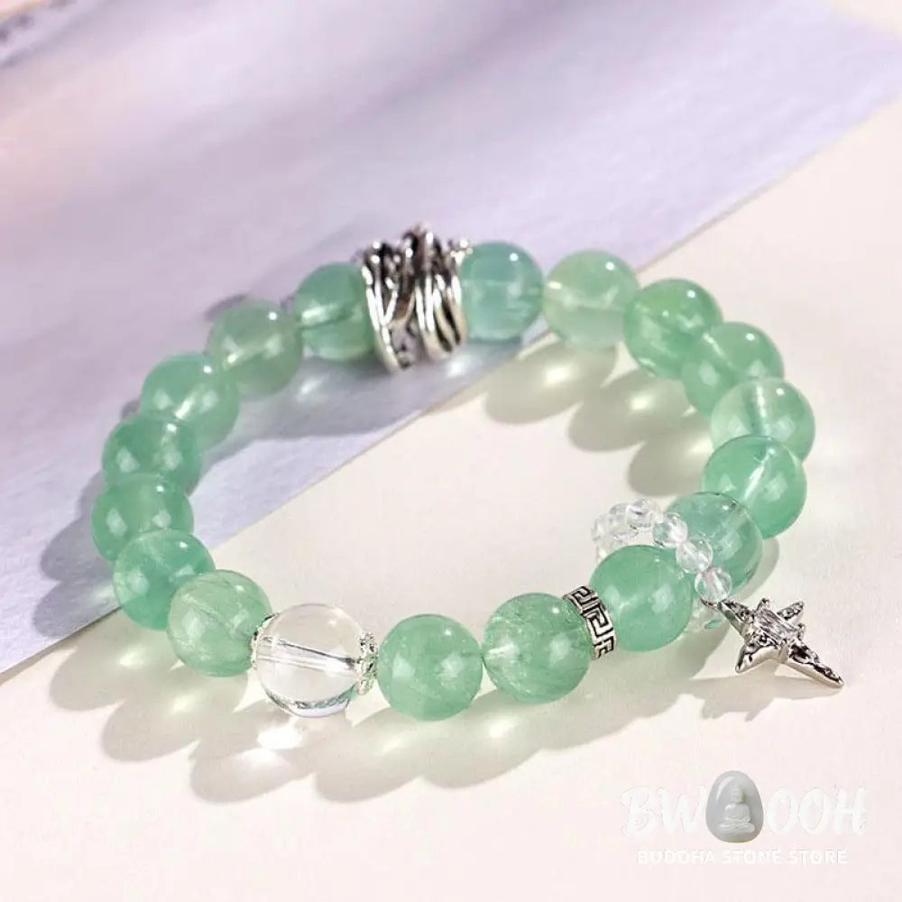 Buddha Stones Green Fluorite Beads Moon Star Peace Bracelet - BWOOOH - Bracelet