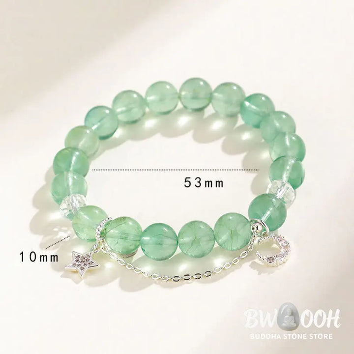 Buddha Stones Green Fluorite Beads Moon Star Peace Bracelet - BWOOOH - Bracelet